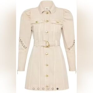 NWT Aje Effie Braided Denim Mini Dress Cream Size 16